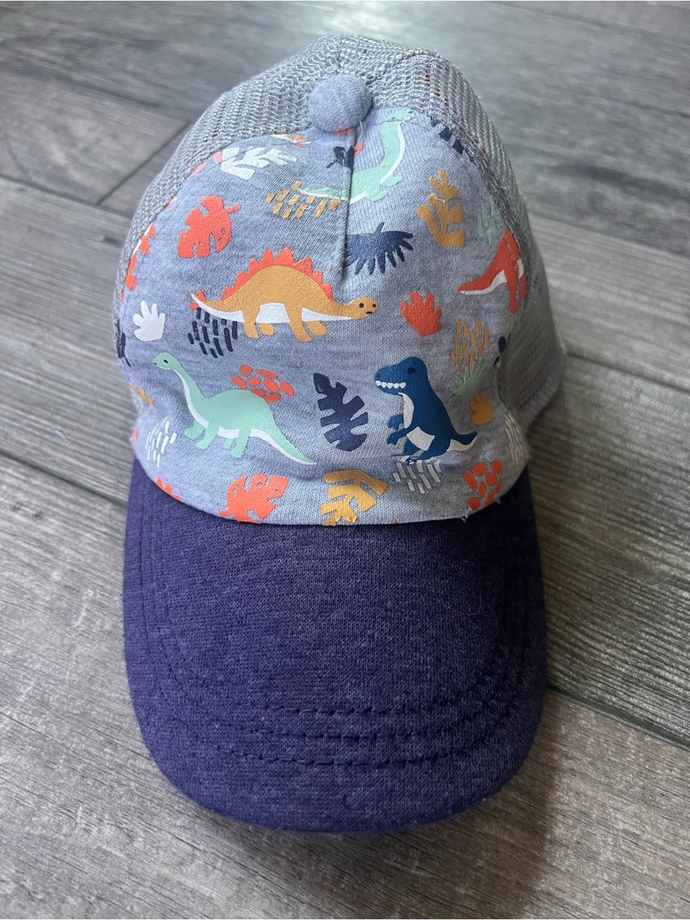 Target Kids Dinosaur Print Baseball Hat in Gray and Navy